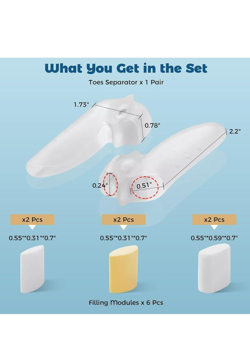 مجموعة مصحح عظم الإصبع الكبير قابل للتعديل وفاصل أصابع القدم للرجال والنساء لتخفيف ألم الأصابع - Image 2
